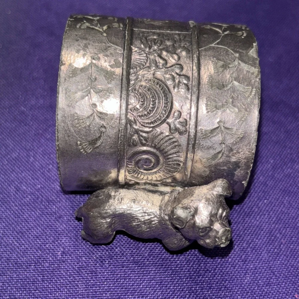 19th Century Bulldog Silver Napkin Ring